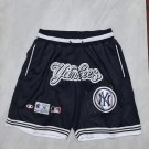 Men's New York Yankees JUST DON Basketball Shorts Blue Zipper Pants
