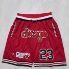 Men's Chicago Bulls Basketball Retro Shorts Red Zipper Pants With 23