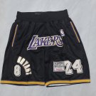 Men's Los Angeles Lakers Retro Basketball Black Shorts With Patch 8+24