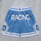 Men's RACING Retro JUST DON Basketball Shorts Light Blue Zipper Pants