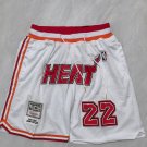 Men's Miami Heat Retro Basketball White Shorts With Patch 22
