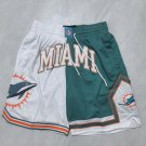 Men's Miami Dolphins JUST DON Basketball Shorts White Teal Zipper Pants