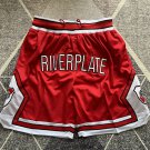 Men's RIVERPLATE Basketball Retro Shorts Red Zipper Pants With 9/12