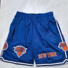 Men's New York Knicks Swingman Basketball Short Blue Zipper pocket Shorts