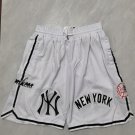 Men's New York Yankees JUST DON Basketball Shorts White Retro Pants
