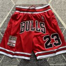 Men's Chicago Bulls JUST DON Basketball Retro Shorts Red Zipper Pants With 23