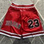 Men's Chicago Bulls JUST DON Basketball Retro Shorts Red Zipper Pants With 23