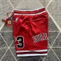 Men's Chicago Bulls JUST DON Basketball Retro Shorts Red Zipper Pants With 23
