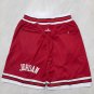 Men's Chicago Bulls JUST DON Basketball Retro Shorts Red Zipper Pants With 22+33