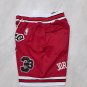 Men's Chicago Bulls JUST DON Basketball Retro Shorts Red Zipper Pants With 22+33