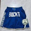 Men's Milwaukee Bucks Swingman City Basketball Short Blue Zipper pockets