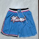 Men's Miami Heat JUST DON Basketball City Shorts Light Blue Zipper Pants