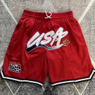 Men's USA JUST DON Basketball City Shorts Red Zipper Pants