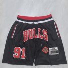 Men's Chicago Bulls JUST DON Basketball Shorts Black Zipper Pants With 91