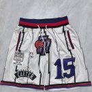 Men's Toronto Raptors JUST DON Basketball Shorts White Zipper Pants With 15