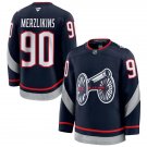 Mens Columbus Blue Jackets #90 Elvis Merzlikins Navy Stadium Series Premium Player Jersey