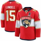 Men's Florida Panthers #15 Anton Lundell Red Home 2025 Stanley Cup Jersey