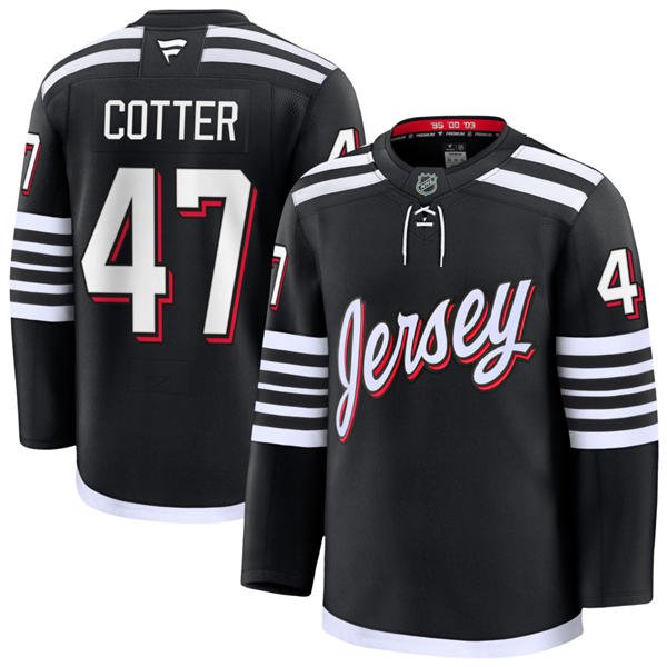 Mens New Jersey Devils #47 Paul Cotter Fanatics Black Alternate Premier Player Jersey