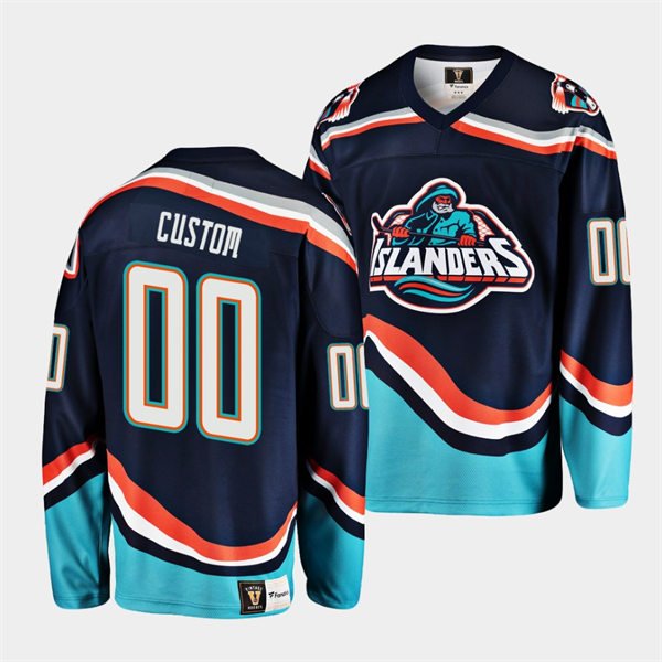 Mens New York Islanders Custom Reverse Retro Replic 20. Jersey Navy