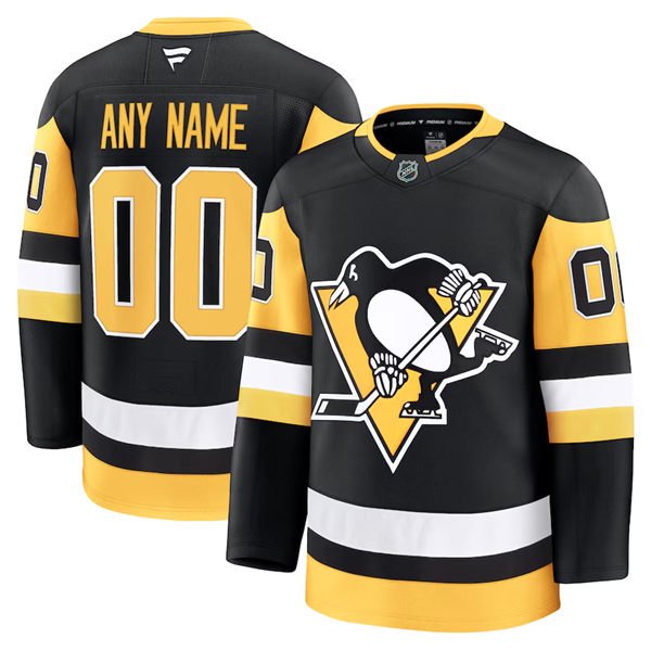 Pittsburgh Penguins Custom Stitched Fanatics Home Black Jersey