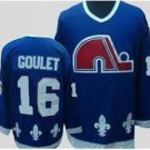 Men's Quebec Nordiques #16 Michel Goulet Navy Blue CCM Vintage Throwback Jersey
