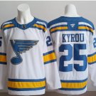 Mens St. Louis Blues #25 Jordan Kyrou Fanatics 2025 White Away Player Premium Jersey