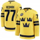 Men's Youth Sweden #77 Victor Hedman Fanatics Yellow 2025 4 Nations Face-Off Premium Jersey