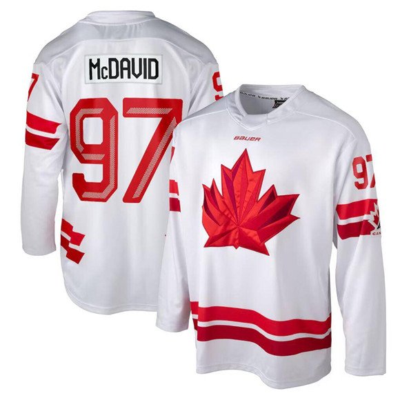 Men's Canada #97 Connor McDavid White 2026 Stitched Player Jersey