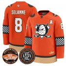 Teemu Selnne Jersey #8 Anaheim Ducks Checkerboard 2025 Premium Stitched Orange