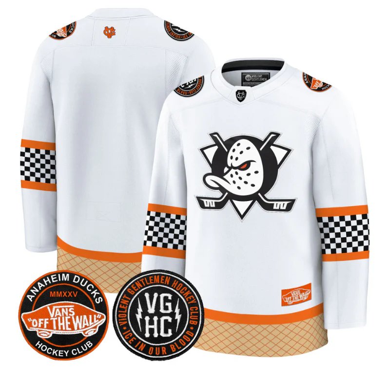 Team Blank Jersey Anaheim Ducks Checkerboard 2025 Premium Stitched White