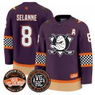 Teemu Selnne Jersey #8 Anaheim Ducks Checkerboard 2025 Premium Stitched Purple