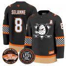 Teemu Selnne Jersey #8 Anaheim Ducks Checkerboard 2025 Premium Stitched Black