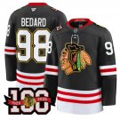 Connor Bedard Jersey #98 Chicago Blackhawks 100th Anniversary Stitched Black