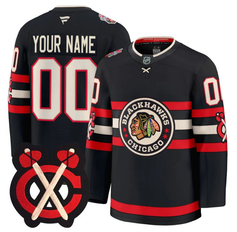 Custom Chicago Blackhawks Jersey Name Number Premium All Stitched Jersey