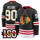 Joe Veleno Jersey #90 Chicago Blackhawks 100th Anniversary Stitched Black