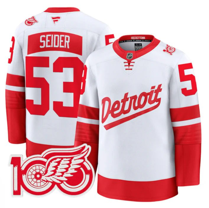 Moritz Seider Jersey #53 DET 100th Anniversary Stitched Stadium