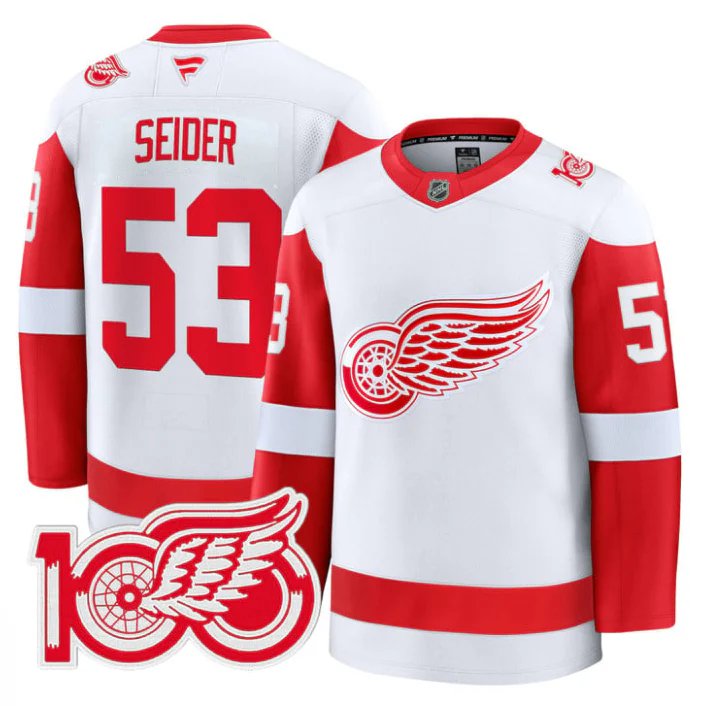 Moritz Seider Jersey #53 DET 100th Anniversary Stitched White