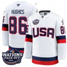 Men's Jack Hughes Jersey #86 USA White 2025 4 Nations Face-Off Stitched