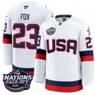 Men's Adam Fox Jersey #23 USA White 2025 4 Nations Face-Off Stitched