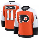 Men's Philadelphia Flyers #11 Travis Konecny Home Premium Jersey Burnt Orange