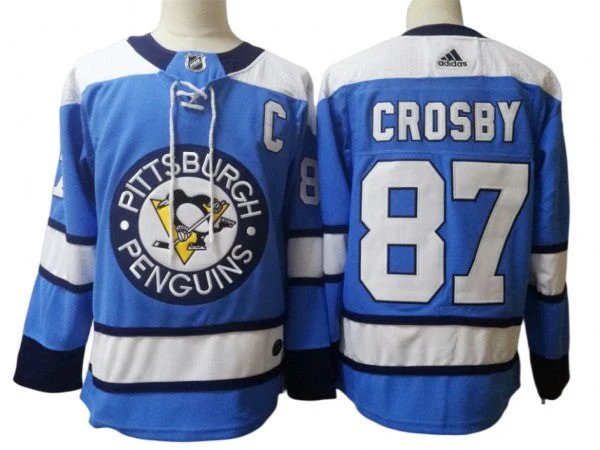 PIT #87 Sidney Crosby Light Blue Jersey