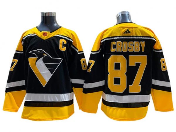 PIT #87 Sidney Crosby Black 2023 Reverse Retro Jersey