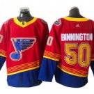 St. Louis Blues #50 Jordan Binnington Red 2021 Reverse Retro Jersey
