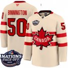 Men's Canada #50 Jordan Binnington Cream 2025 4 Nations Face-Off Premium Jersey