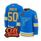 Jordan Binnington Jersey #50 St. Louis Blues Ozzy Osbourne Patch Stitched Blue