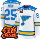 Jordan Kyrou Jersey #25 St. Louis Blues Ozzy Osbourne Patch Stitched White