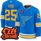 Jordan Kyrou Jersey #25 St. Louis Blues Ozzy Osbourne Patch Stitched Blue