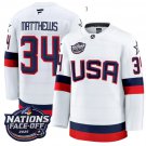 Men's Auston Matthews Jersey #34 USA White 2025 4 Nations Face-Off Stitched