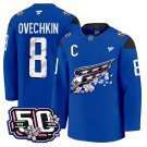 Men Alex Ovechkin #8 Washington Capitals 50th Stitched Cherry Blossom Blue Jersey