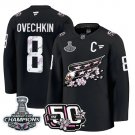 Men Alex Ovechkin #8 Washington Capitals 50th Stitched Cherry Blossom Black Jersey